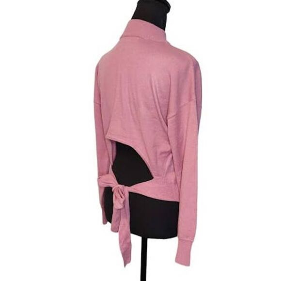 BCBGeneration Pink Rose Open Back Tie Mock Neck Sweater Small - Picture 5 of 7